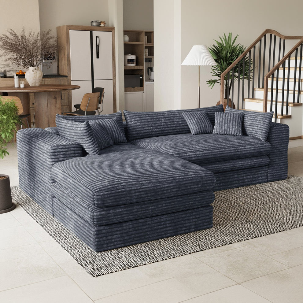 Pewter-Grey-/-Corduroy-Left-L-Shaped-Sectional