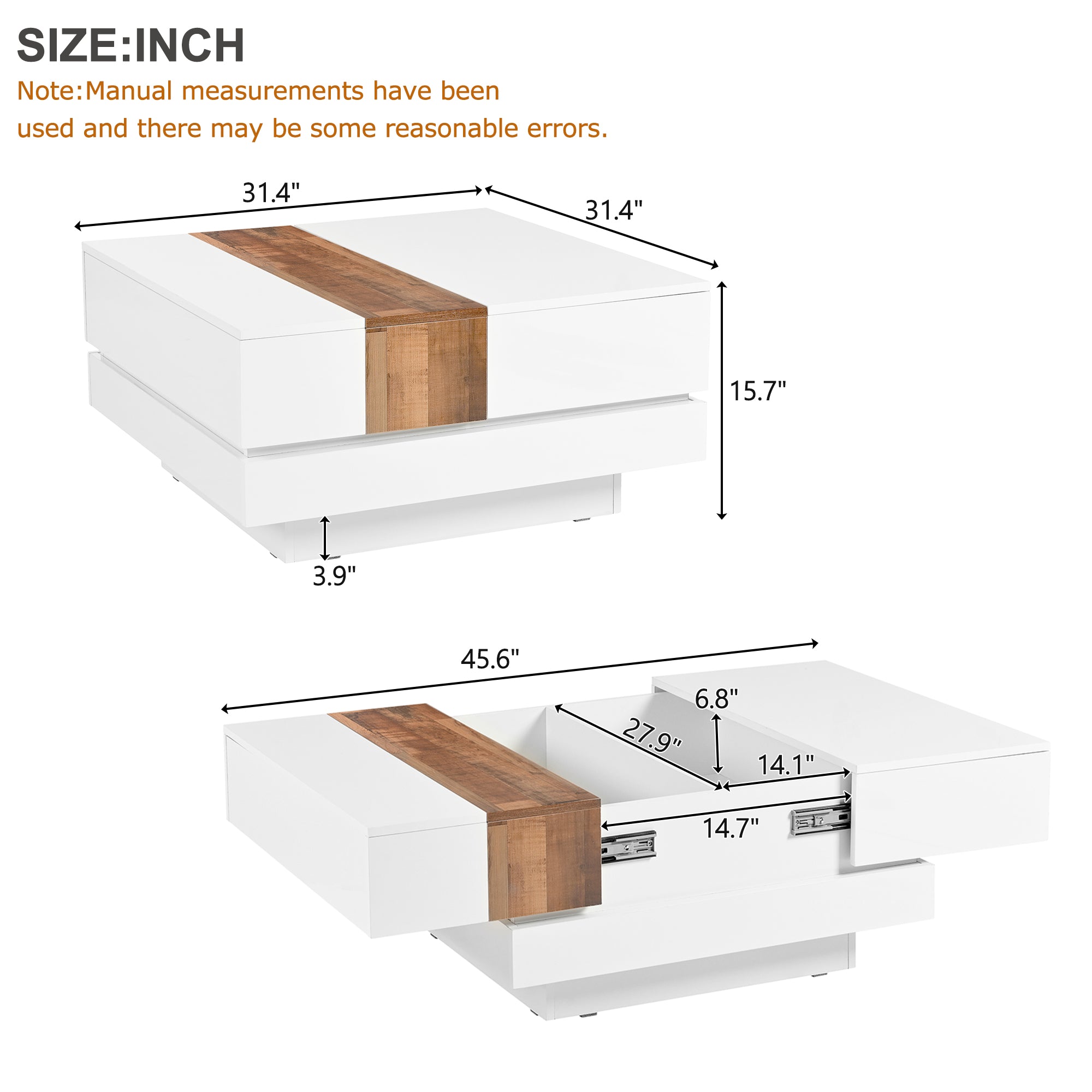 Extendable High Gloss Square Coffee Table