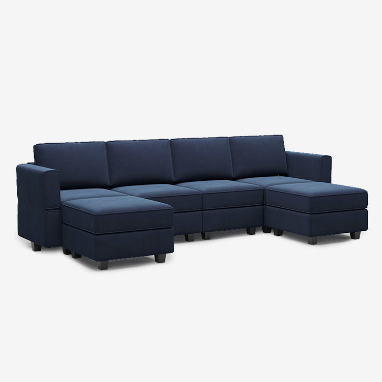 Belffin 6 Seats + 6 Sides Modular Velvet Sofa with Storage Seat