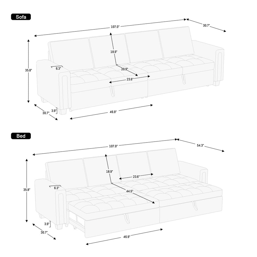 4-Seat-Double-Pullout-Sofa-dimension