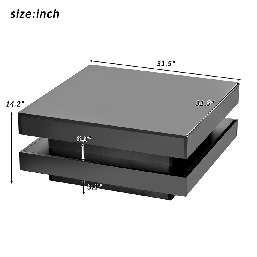 High Gloss Minimalist Design Coffee Table with LED Lights BSN