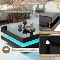 High Gloss Minimalist Design Coffee Table with LED Lights BSN