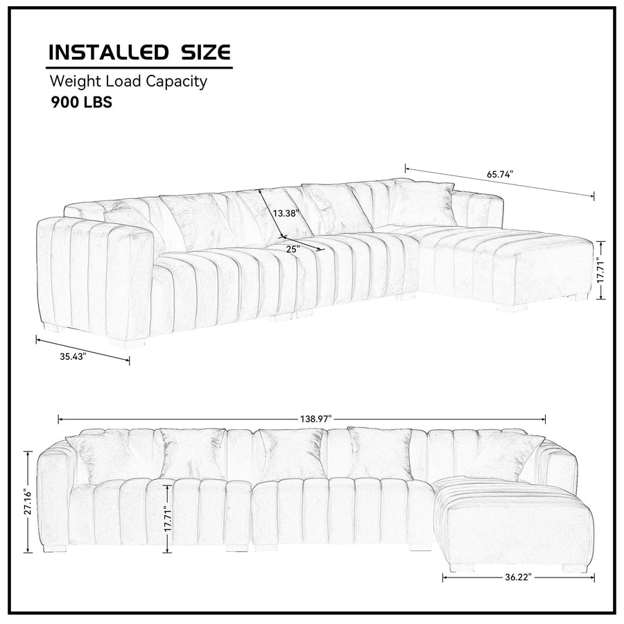 5-Seat-Right-Chaise-Sectional-dimension