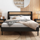 Modern Cannage Rattan Wood Platform