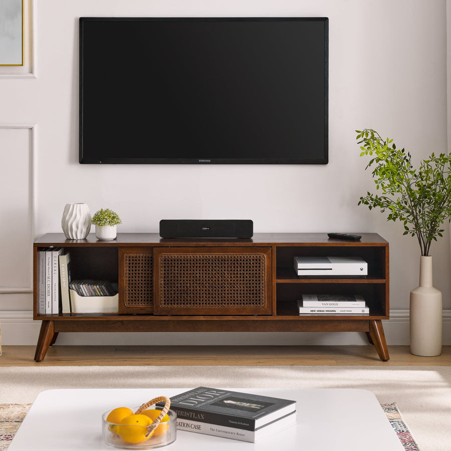 Mid Century Modern Rattan TV Stand BSN