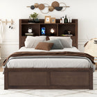 Storage Platform Full Size Bed with Pull Out Shelves