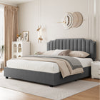Lift Up Velvet Bed with Modern Wingback Headboard