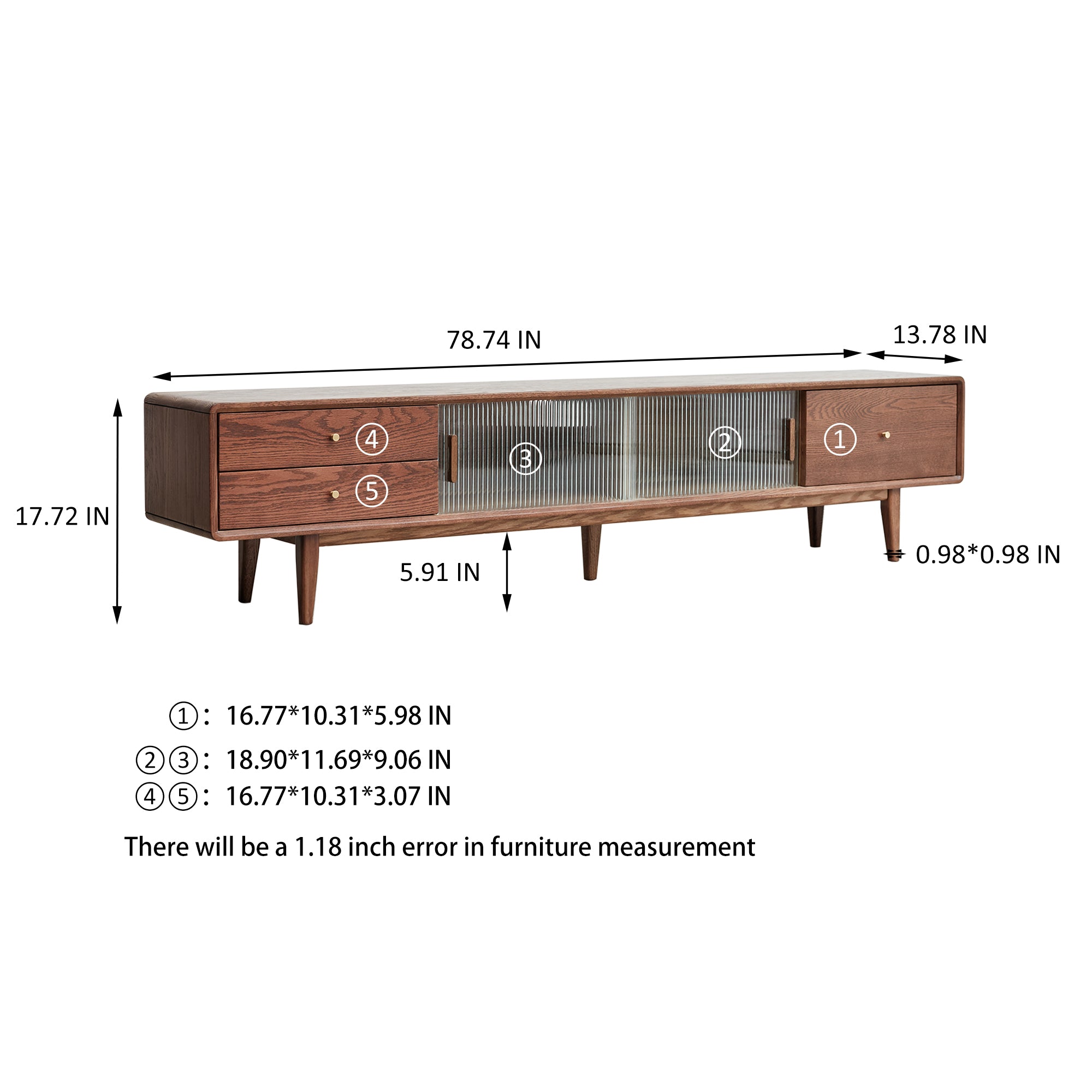 Walnut Color Solid Red Oak TV Stand