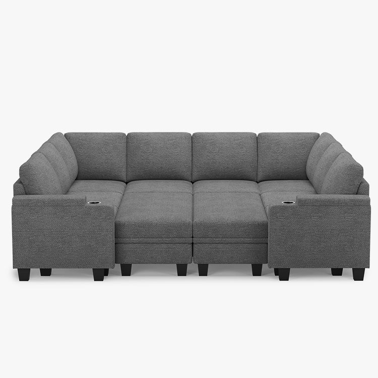 Belffin Modular 8 Seater Modular Chenille Sleeper Sofa