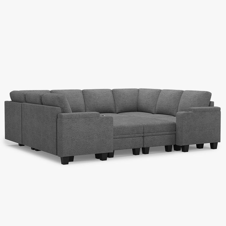 Belffin Modular 8 Seater Modular Chenille Sleeper Sofa