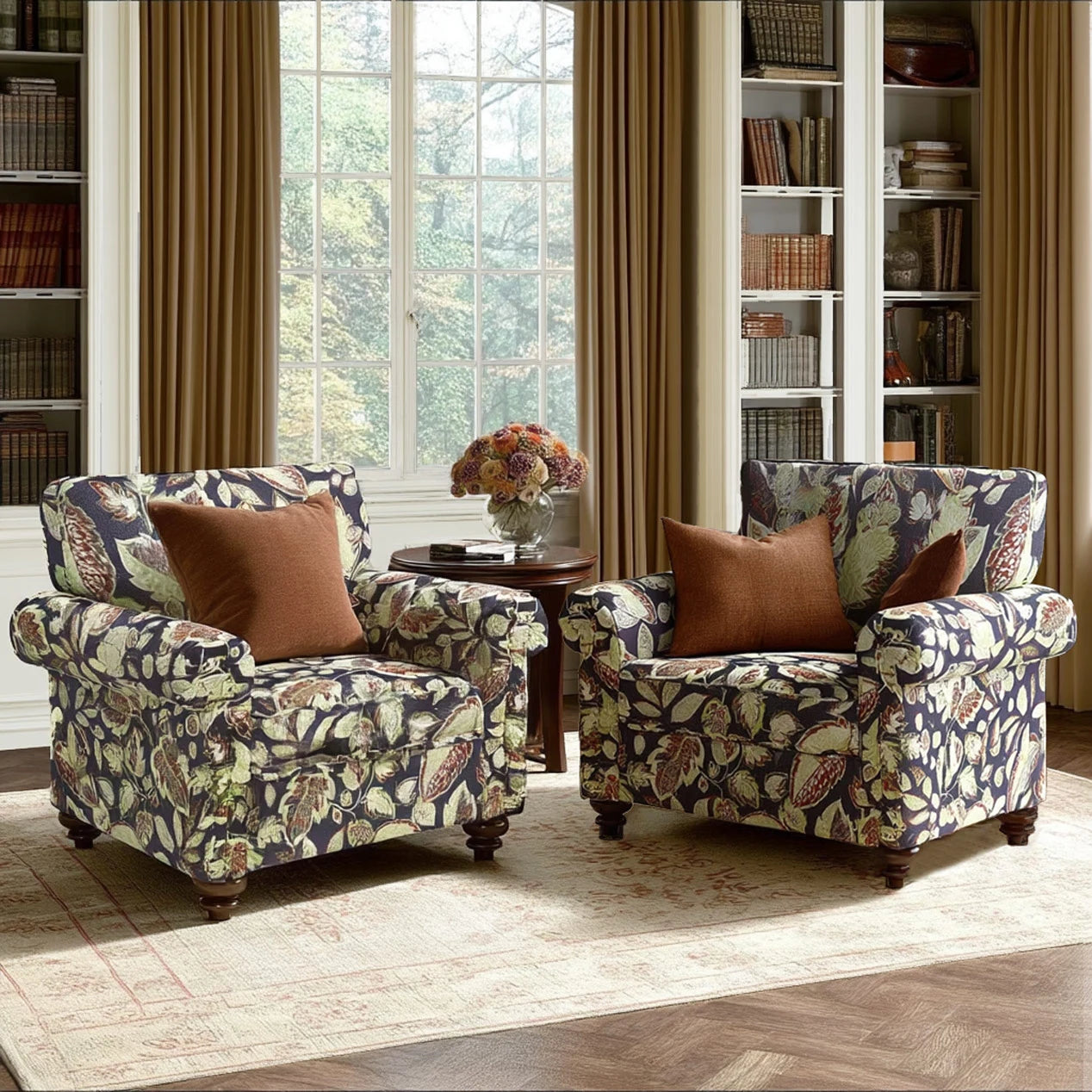 Miroa Vintage Floral-patterned Accent Armchair