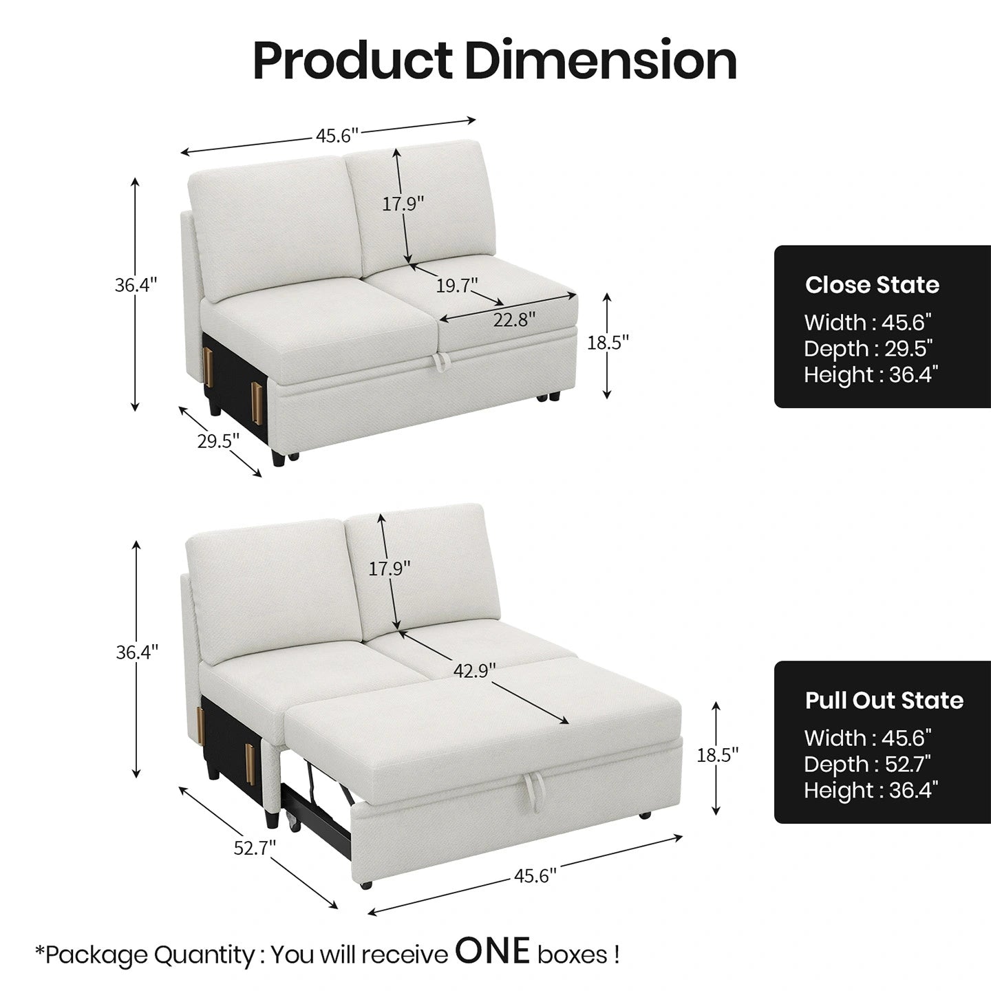 Vesper Modular Chenille Pull-out Sofa