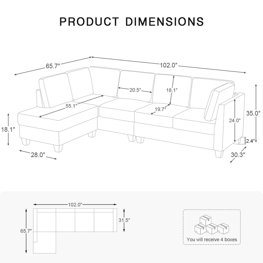 4-Seat-Left-Chaise-Sectional-dimension