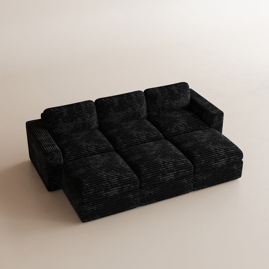 Piano-Black-/-Corduroy-6-Seats-Sleeper-Sectional