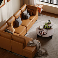 Evano Leather Sectional Sofa Belffin