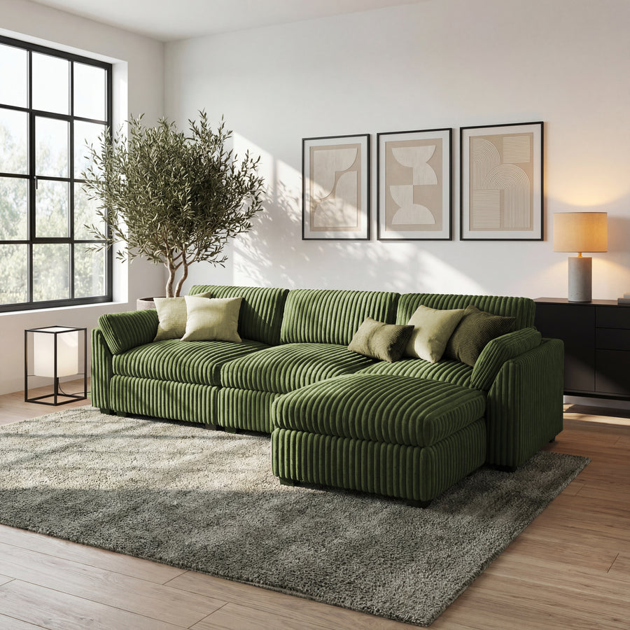 Olivewood-Green-/-Corduroy-4-Seat-L-Shaped-Sectional