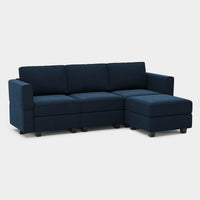 Navy-Blue-/-Velvet-4-Seat-L-Shaped-Sectional