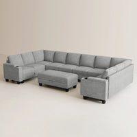 Silver-Grey-/-Chenille-11-Seat-U-Shaped-Sectional
