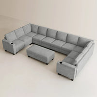 Silver-Grey-/-Chenille-11-Seat-U-Shaped-Sectional