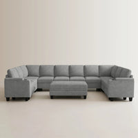 Silver-Grey-/-Chenille-11-Seat-U-Shaped-Sectional