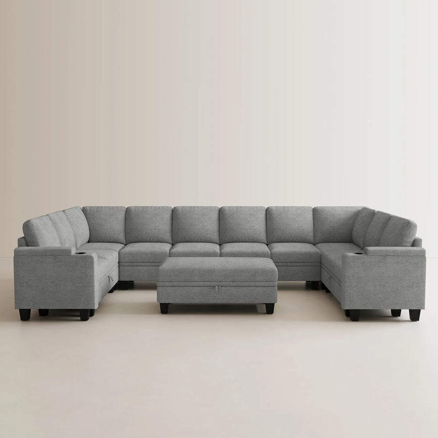 Silver-Grey-/-Chenille-11-Seat-U-Shaped-Sectional