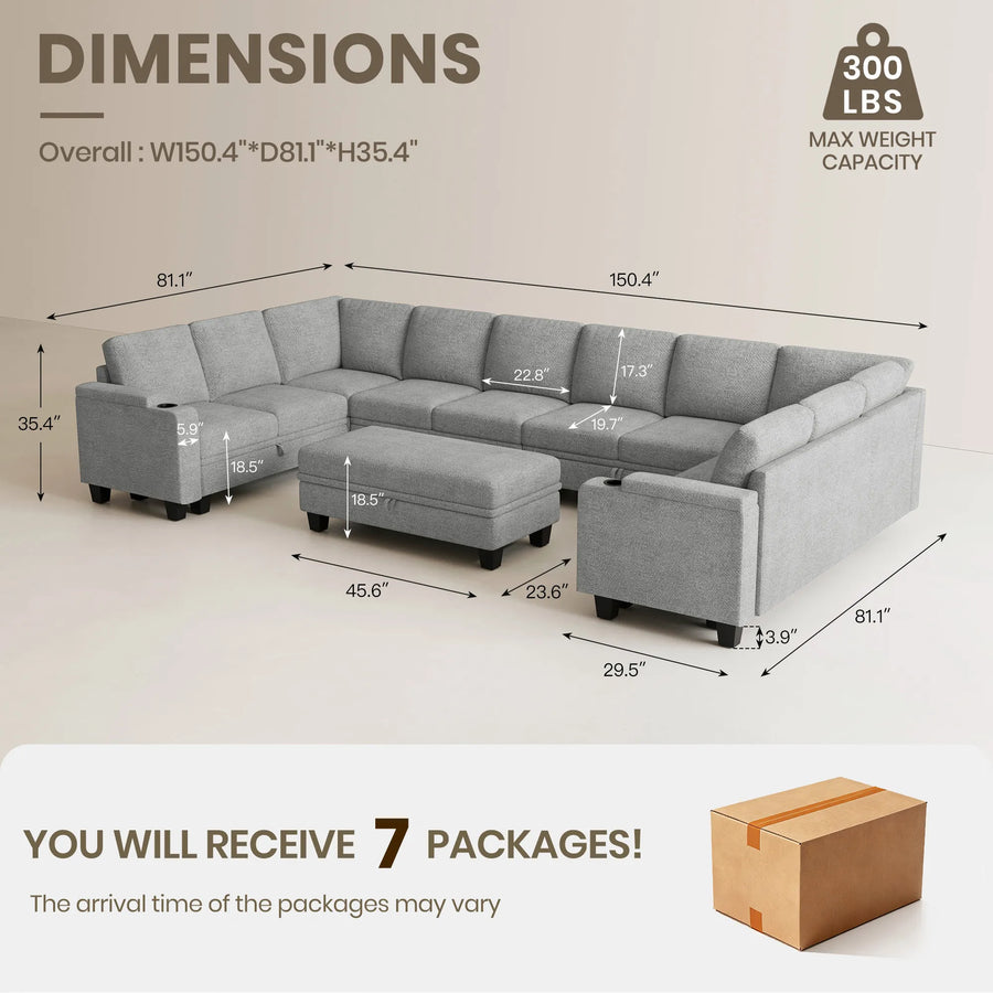 Silver-Grey-/-Chenille-11-Seat-U-Shaped-Sectional-dimension