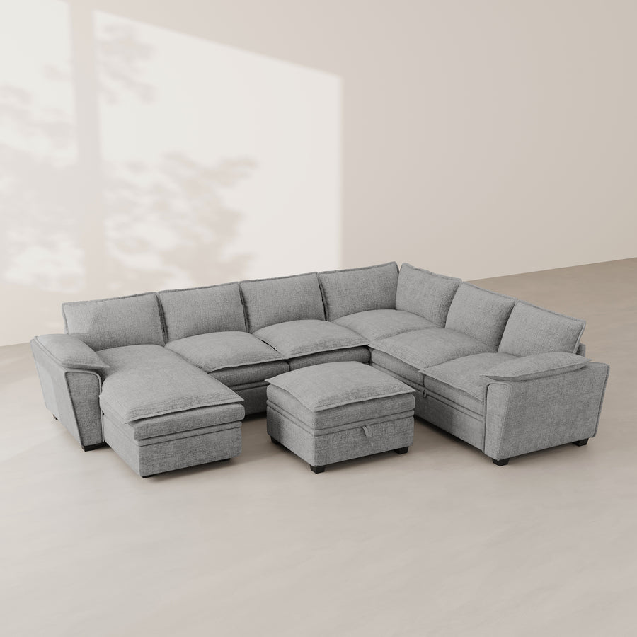 Cloud-Grey-/-Chenille-7-Seat-U-Shaped-Sectional-with-Reversible-Chaise