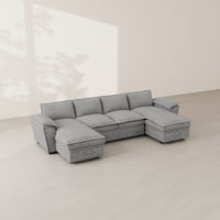 Cloud-Grey-/-Chenille-4-Seat-U-Shaped-Double-Chaise-Sectional