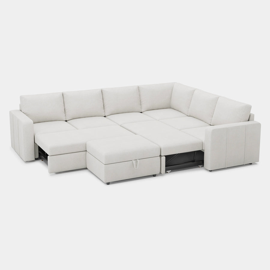 Misty-White-/-Chenille-7-Seat-L-Shaped-Double-Pullout-Sectional