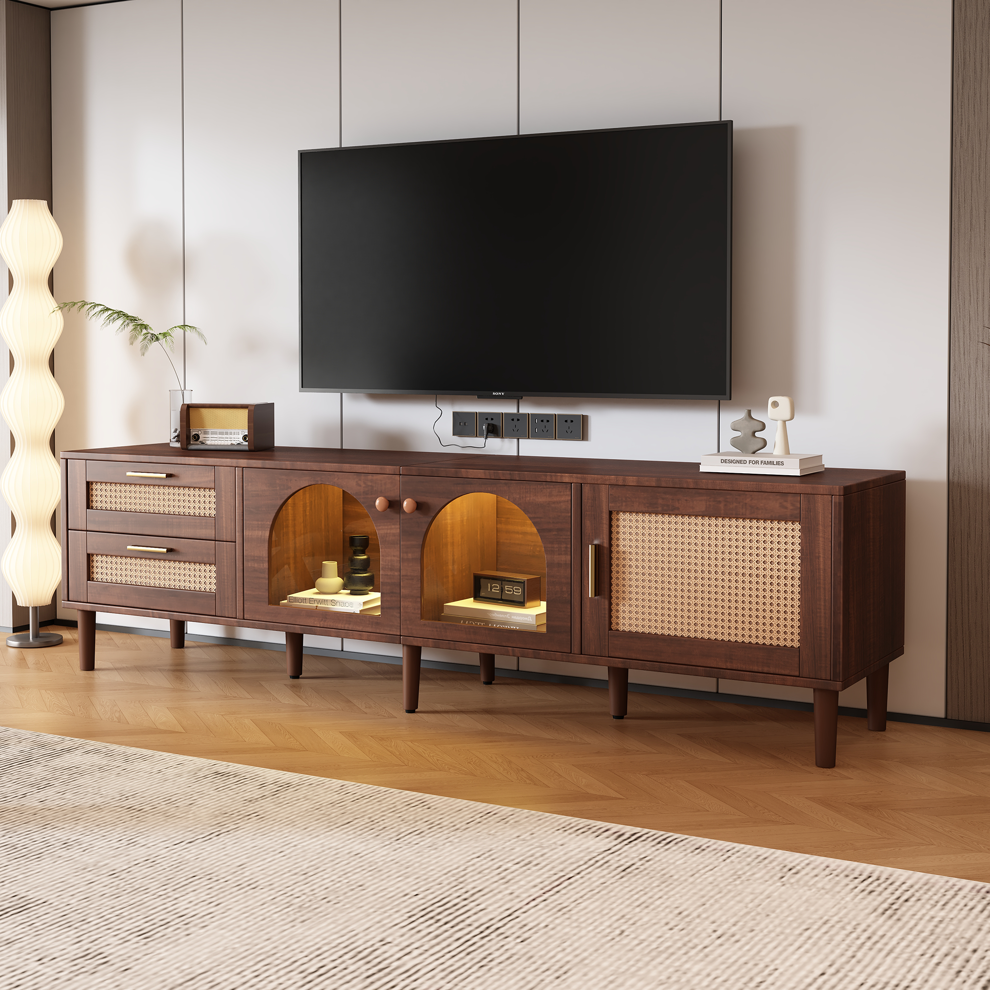 Rattan-inspired TV Stand