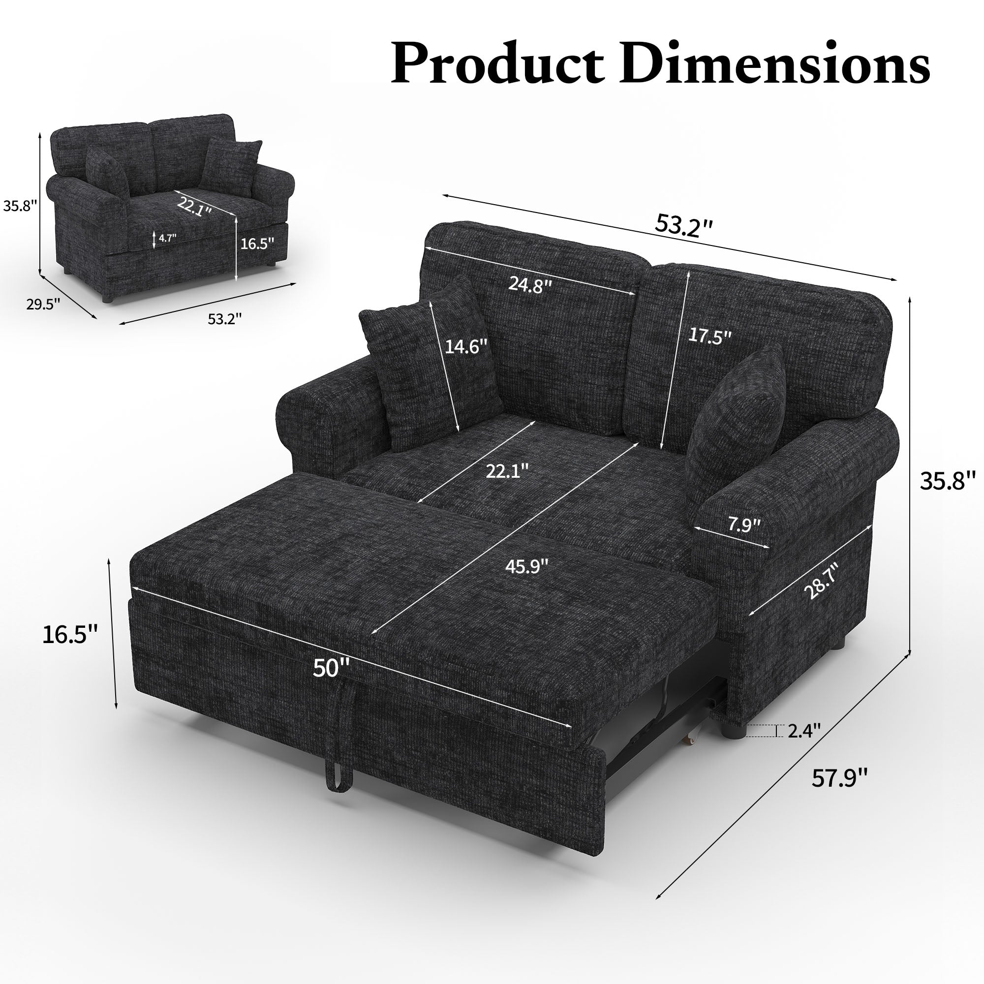 Chenille-round-arm-Graphite-Grey-dimension