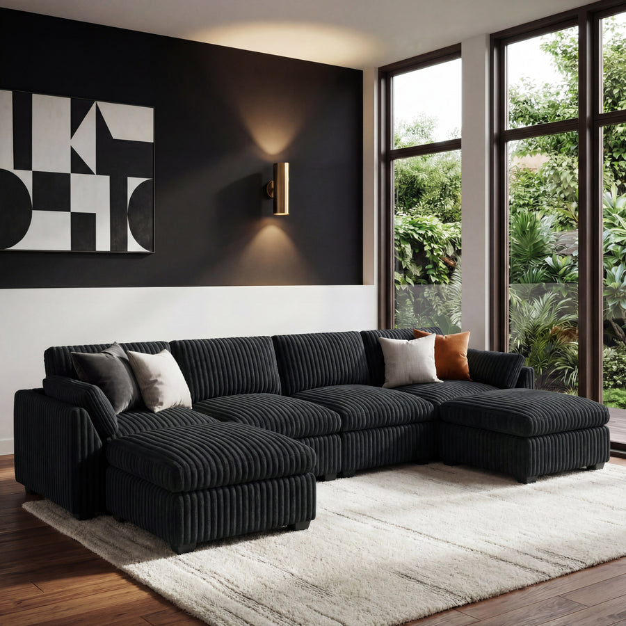 Obsidian-Black-/-Corduroy-6-Seat-U-Shaped-Open-Sectional