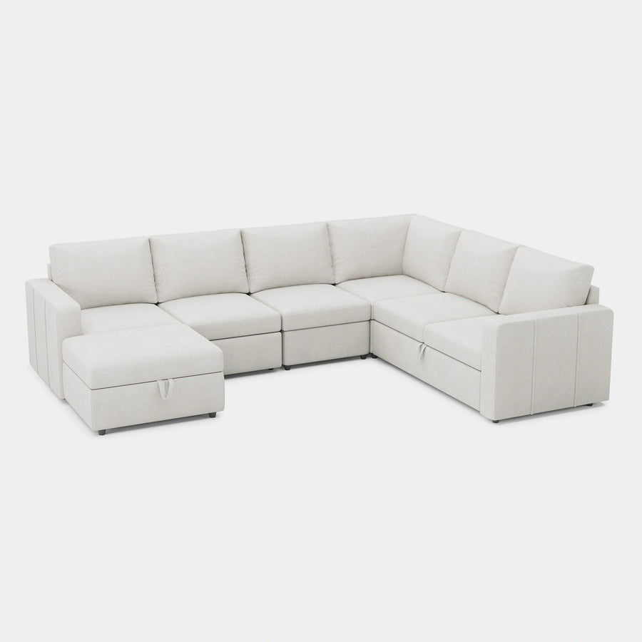 Misty-White-/-Chenille-7-Seat-L-Shaped-Double-Pullout-Sectional