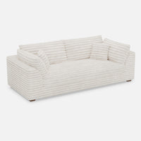 White-Beige-/-Faux-Rabbit-Fur-Corduroy-Loveseat