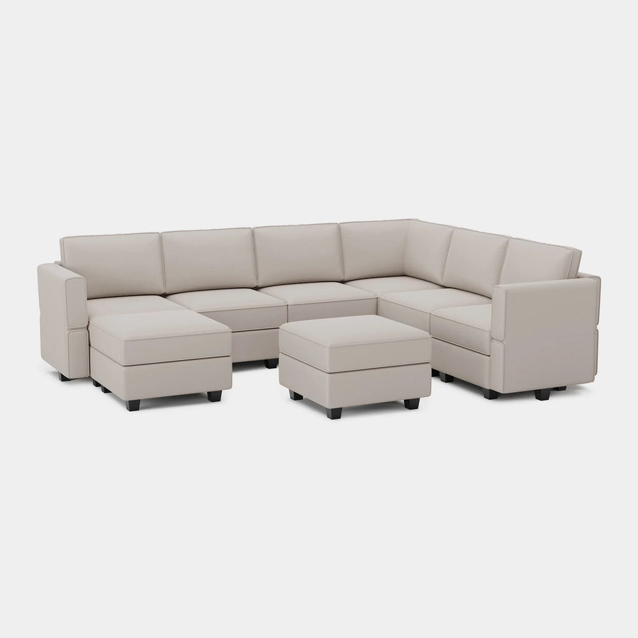 Pearl-Grey-/-Velvet-8-Seat-U-Shaped-Sectional