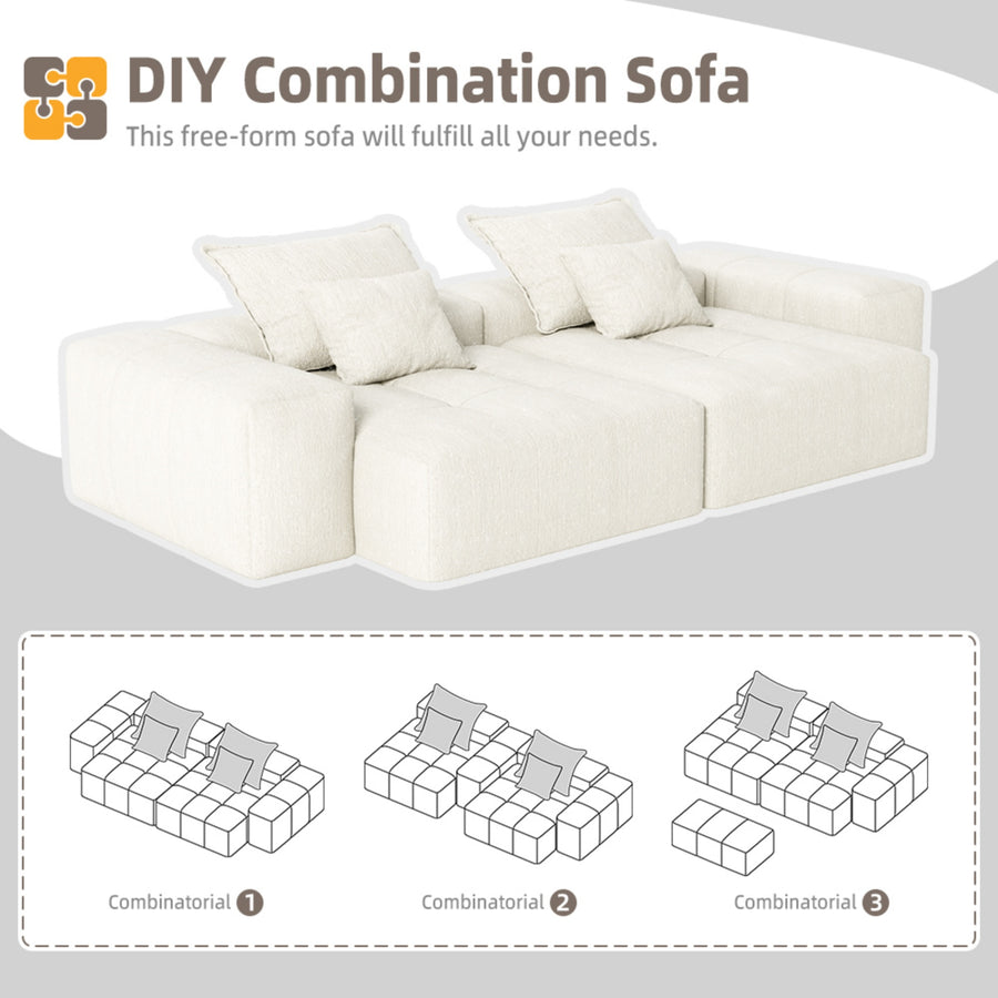 Oatmeal-Beige-/-Chenille-Loveseat