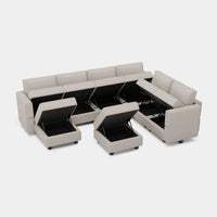 Pearl-Grey-/-Velvet-8-Seat-U-Shaped-Sectional