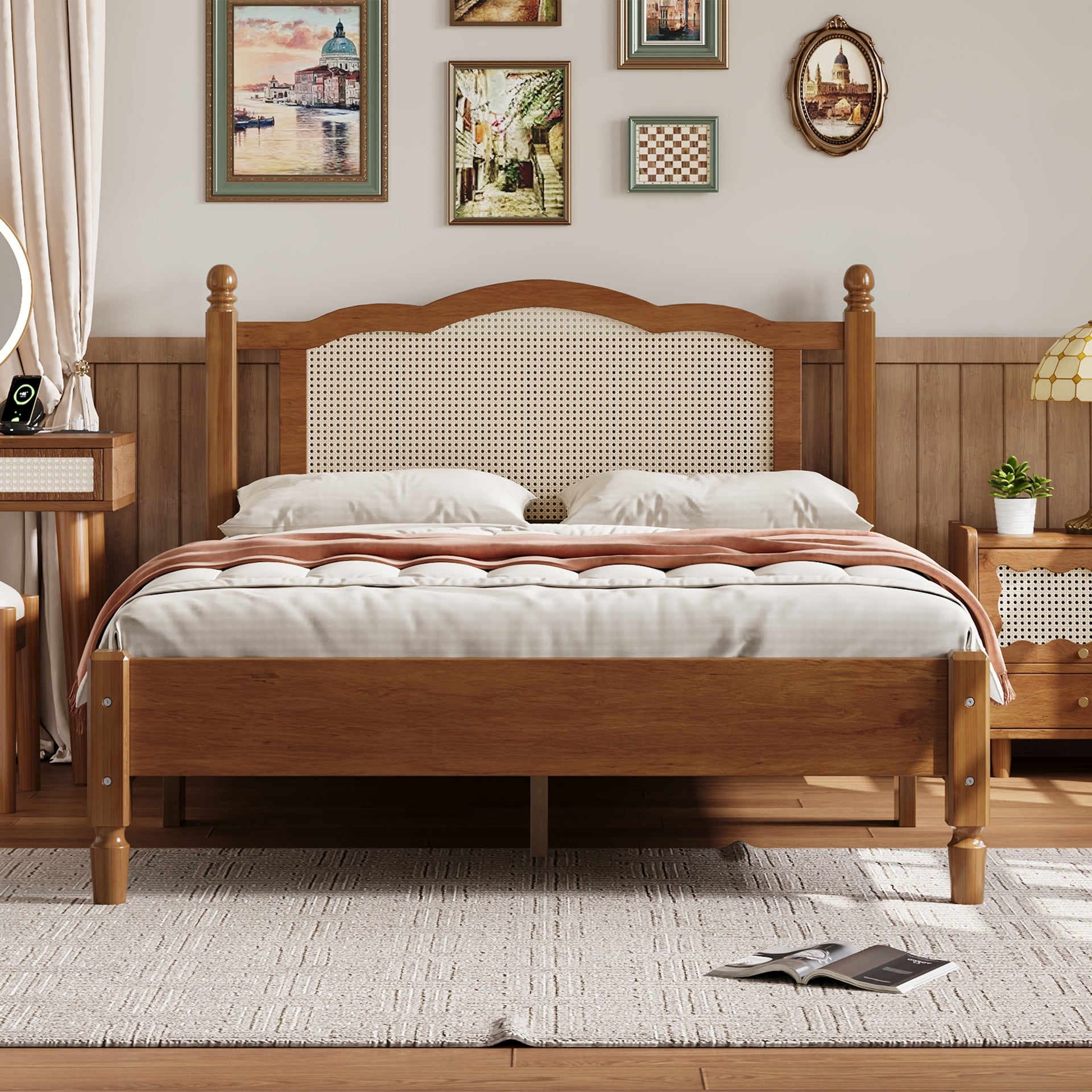 Wooden Vintage Bed Frame Queen