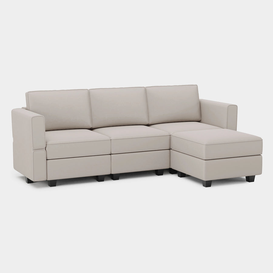 Pearl-Grey-/-Velvet-4-Seat-L-Shaped-Sectional