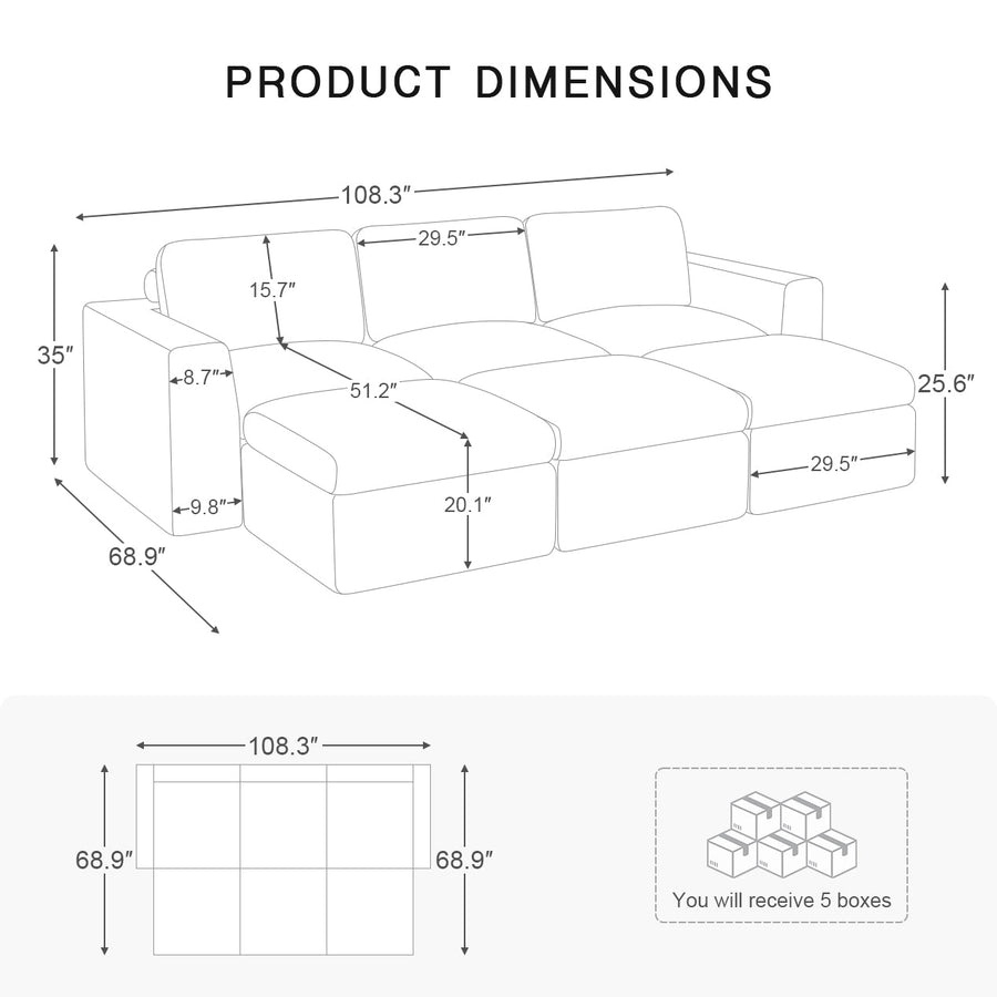 6-Seats-Sleeper-Sectional-dimension
