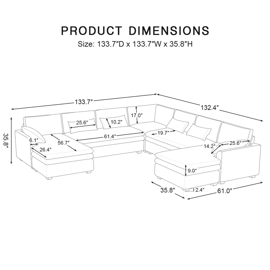 7-Seat-U-Shaped-Double-Chaise-Sectional-dimension