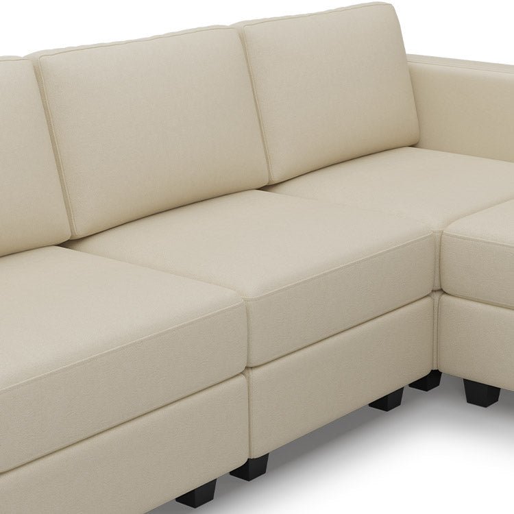 Belffin 4 Seats + 4 Sides Modular Sleeper Leather Sofa with Storage Seat