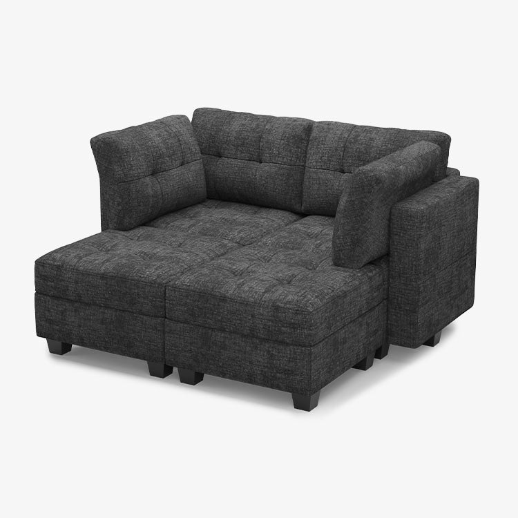 Belffin 4 Seats + 4 Sides Modular Sleeper Chenille Tufted Sofa with Storage Seat