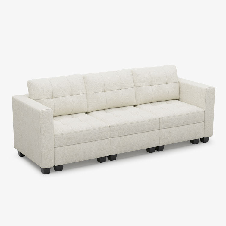 Belffin 3 Seats + 5 Sides Modular Chenille Tufted Sofa with Storage Seat