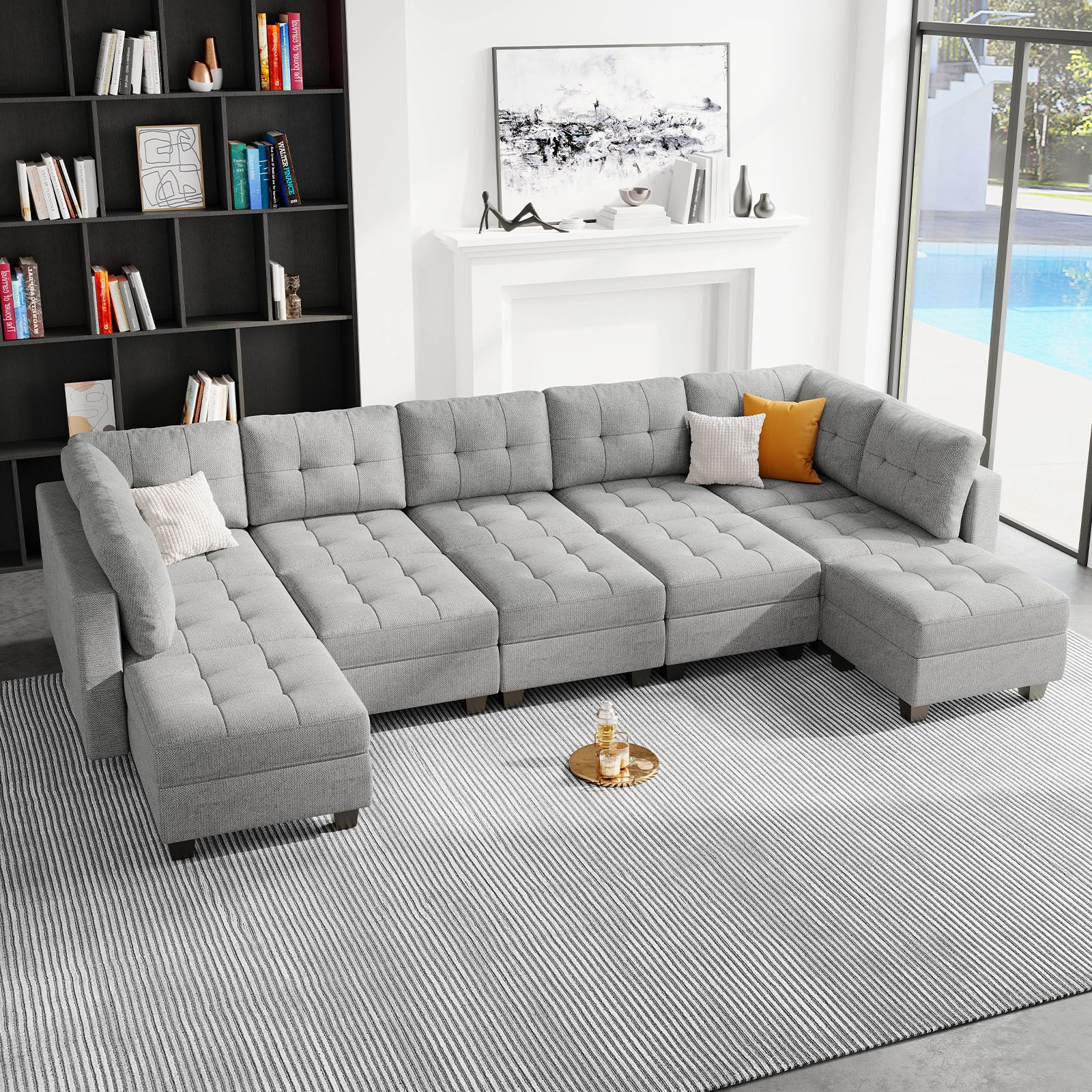 Belffin 12 Seats + 9 Sides Modular Weave Sofa with Storage Seat