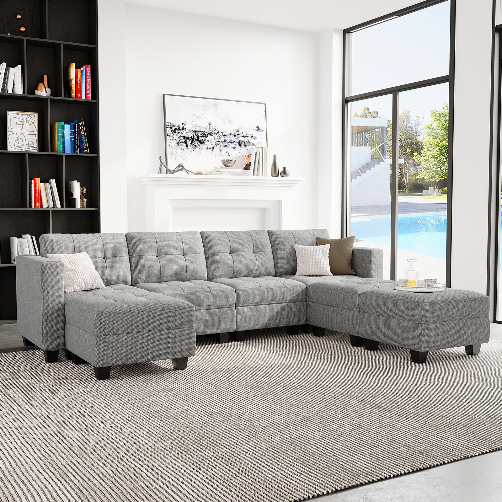 Belffin 7 Seats + 6 Sides Modular Weave Sofa with Storage Seat