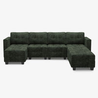 Moss-Green-/-Chenille-7-Seat-U-Shaped-Open-Sectional