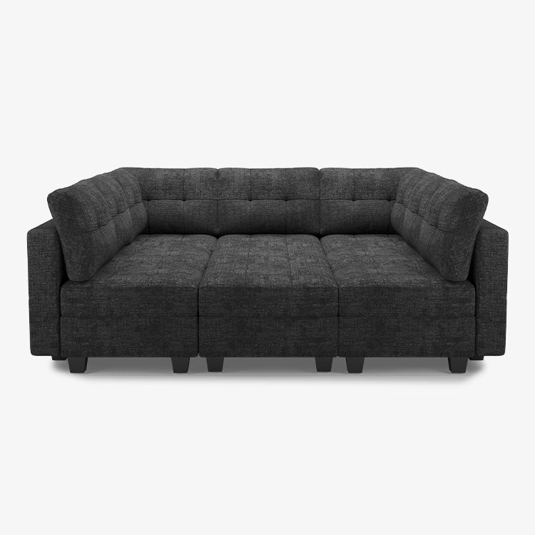 Belffin 9 Seats + 9 Sides Modular Chenille Tufted Sleeper Sofa with Storage Seat