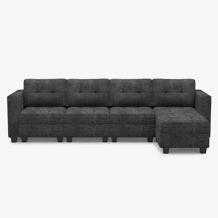 Belffin 5 Seats + 6 Sides Modular Chenille Tufted Sofa with Storage Seat