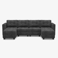 Graphite-Gray-/-Chenille-6-Seat-U-Shaped-Open-Sectional